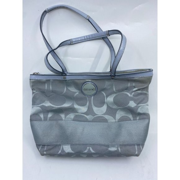 Coach Gray Jacquard Fabric Long Strap Tote Bag - Picture 4 of 13